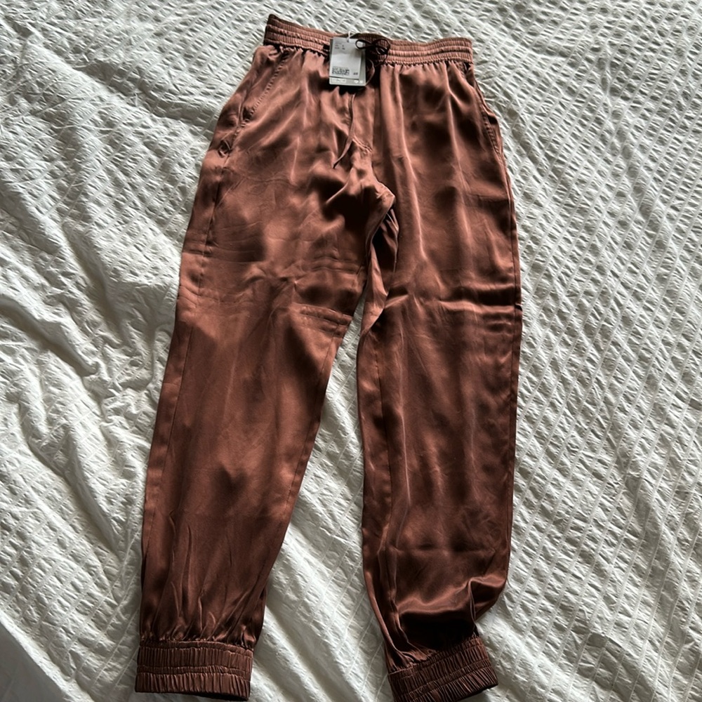 Brown Satin Joggers